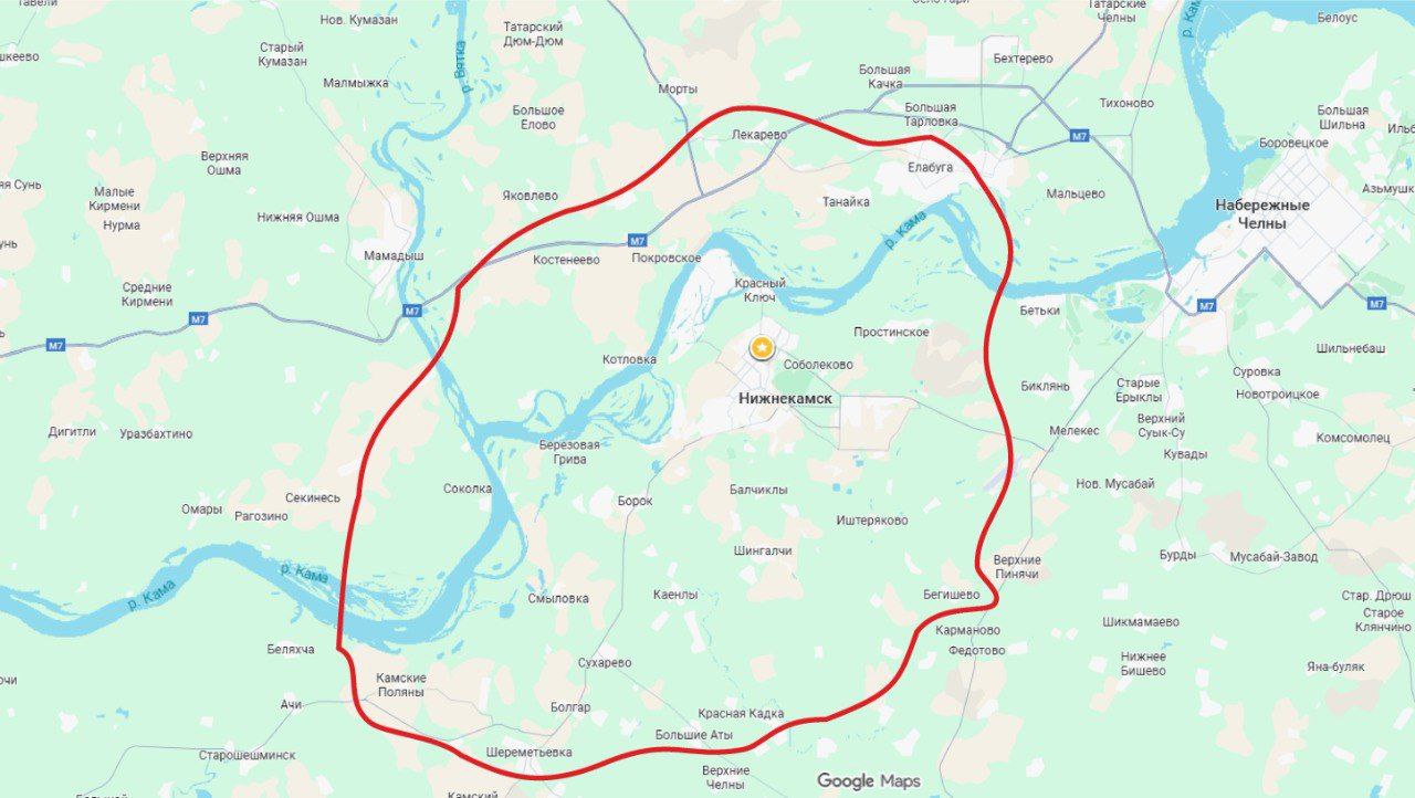 Зона охвата радио Ретро FM Нижнекамск