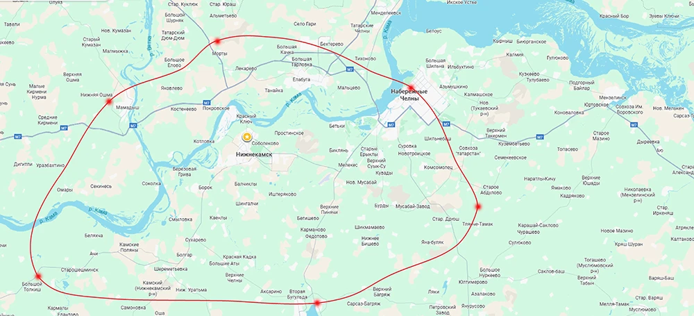 Зона охвата радио DFM Нижнекамск